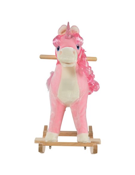 HOMCOM 3+ Kids Unicorn Plush Rocking Ride On with Sound, Pink - pic 18088 | FastDaddyshop