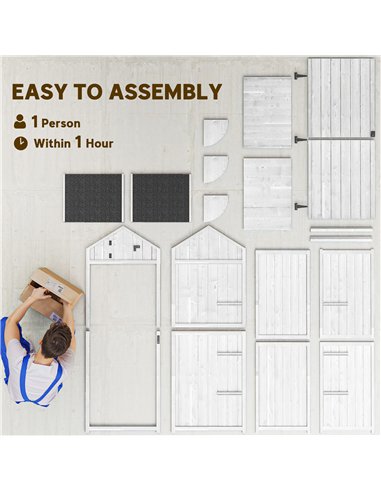 Outsunny Small Shed, Tall Slim Wooden Garden Shed with 3 Removable Shelves and Roof Hatch, Compact Outdoor Tool Storage Cabinet 