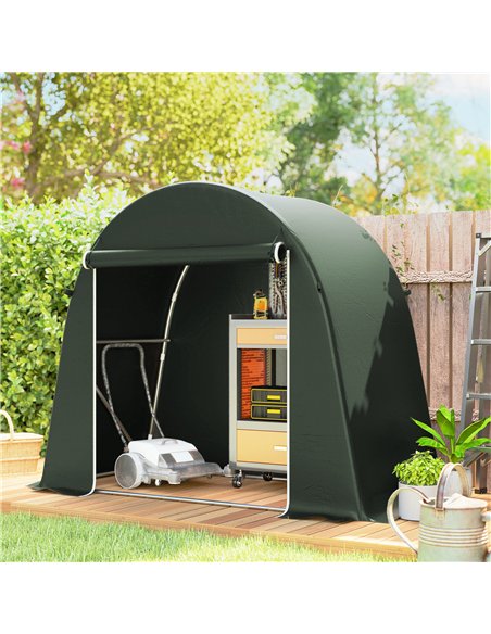 Outsunny 8 x 4 ft Garden Storage Tent, Waterproof Bike Tent with Roll-up Zipper Door and Galvanised Metal Frame, Green - pic 180888 | FastDaddyshop