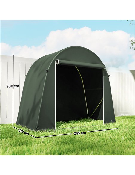Outsunny 8 x 4 ft Garden Storage Tent, Waterproof Bike Tent with Roll-up Zipper Door and Galvanised Metal Frame, Green - pic 180889 | FastDaddyshop