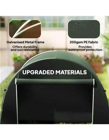Outsunny 8 x 4 ft Garden Storage Tent, Waterproof Bike Tent with Roll-up Zipper Door and Galvanised Metal Frame, Green - pic 180890 | FastDaddyshop