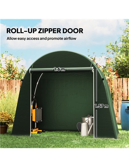 Outsunny 8 x 4 ft Garden Storage Tent, Waterproof Bike Tent with Roll-up Zipper Door and Galvanised Metal Frame, Green - pic 180892 | FastDaddyshop
