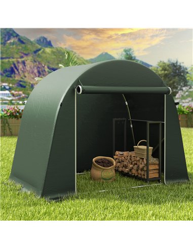 Outsunny 8 x 4 ft Garden Storage Tent, Waterproof Bike Tent with Roll-up Zipper Door and Galvanised Metal Frame, Green