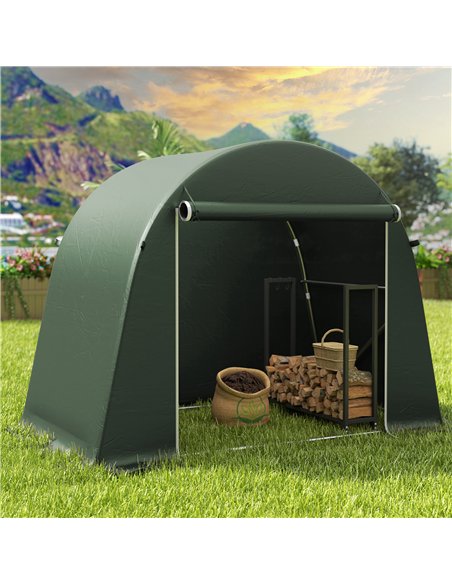 Outsunny 8 x 4 ft Garden Storage Tent, Waterproof Bike Tent with Roll-up Zipper Door and Galvanised Metal Frame, Green - pic 180893 | FastDaddyshop