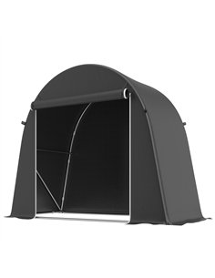 Outsunny 8 x 4 ft Garden Storage Tent, Waterproof Bike Tent with Roll-up Zipper Door and Galvanised Metal Frame, Dark Grey
