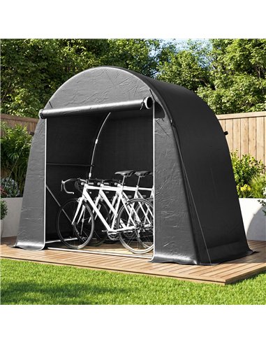 Outsunny 8 x 4 ft Garden Storage Tent, Waterproof Bike Tent with Roll-up Zipper Door and Galvanised Metal Frame, Dark Grey
