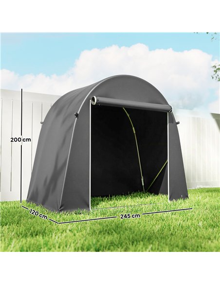 Outsunny 8 x 4 ft Garden Storage Tent, Waterproof Bike Tent with Roll-up Zipper Door and Galvanised Metal Frame, Dark Grey - pic 180898 | FastDaddyshop