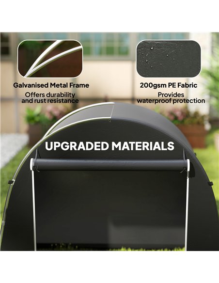 Outsunny 8 x 4 ft Garden Storage Tent, Waterproof Bike Tent with Roll-up Zipper Door and Galvanised Metal Frame, Dark Grey - pic 180899 | FastDaddyshop