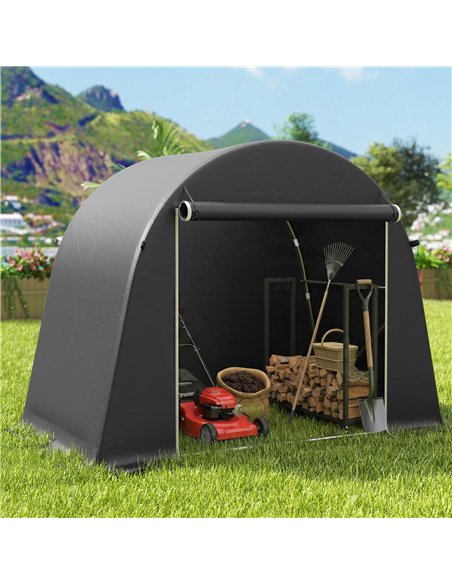 Outsunny 8 x 4 ft Garden Storage Tent, Waterproof Bike Tent with Roll-up Zipper Door and Galvanised Metal Frame, Dark Grey - pic 180902 | FastDaddyshop