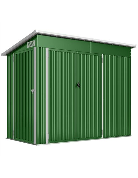 Outsunny 7.5 x 4.3ft Metal Garden Storage Shed, Waterproof Outdoor Shed with Triple Lockable Door, Gloves, Vents, Green - pic 180905 | FastDaddyshop