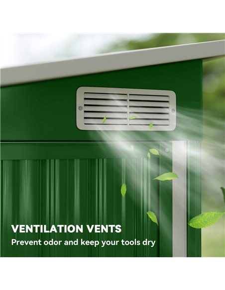 Outsunny 7.5 x 4.3ft Metal Garden Storage Shed, Waterproof Outdoor Shed with Triple Lockable Door, Gloves, Vents, Green - pic 180911 | FastDaddyshop