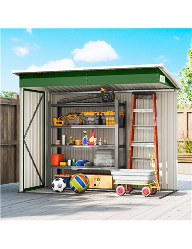 Outsunny 7.5 x 4.3ft Metal Garden Storage Shed, Waterproof Outdoor Shed with Triple Lockable Door, Gloves, Vents, Green