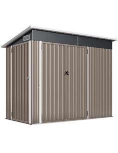 Outsunny 7.5 x 4.3ft Metal Garden Storage Shed, Waterproof Outdoor Shed with Triple Lockable Door, Gloves, Vents, Light Grey