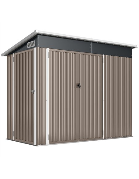 Outsunny 7.5 x 4.3ft Metal Garden Storage Shed, Waterproof Outdoor Shed with Triple Lockable Door, Gloves, Vents, Light Grey - pic 180914 | FastDaddyshop