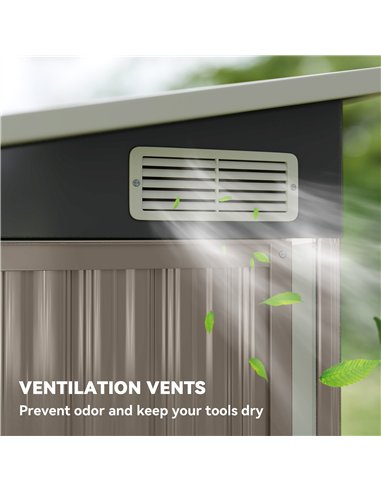 Outsunny 7.5 x 4.3ft Metal Garden Storage Shed, Waterproof Outdoor Shed with Triple Lockable Door, Gloves, Vents, Light Grey