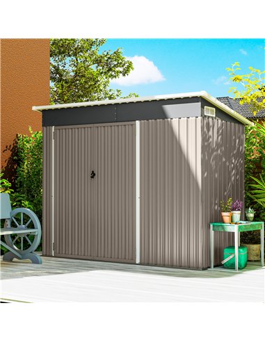 Outsunny 7.5 x 4.3ft Metal Garden Storage Shed, Waterproof Outdoor Shed with Triple Lockable Door, Gloves, Vents, Light Grey