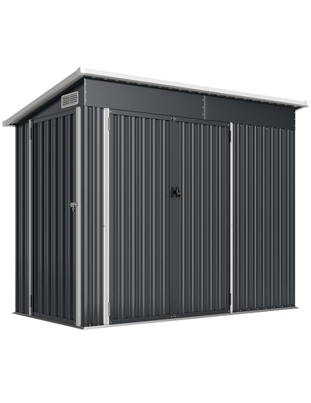 Outsunny 7.5 x 4.3ft Metal Garden Storage Shed, Waterproof Outdoor Shed with Triple Lockable Door, Gloves, Vents, Dark Grey - pic 180923 | FastDaddyshop