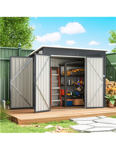Outsunny 7.5 x 4.3ft Metal Garden Storage Shed, Waterproof Outdoor Shed with Triple Lockable Door, Gloves, Vents, Dark Grey