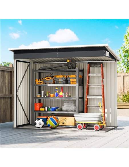 Outsunny 7.5 x 4.3ft Metal Garden Storage Shed, Waterproof Outdoor Shed with Triple Lockable Door, Gloves, Vents, Dark Grey - pic 180930 | FastDaddyshop