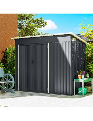Outsunny 7.5 x 4.3ft Metal Garden Storage Shed, Waterproof Outdoor Shed with Triple Lockable Door, Gloves, Vents, Dark Grey