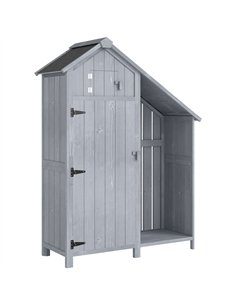 Outsunny Garden Outdoor Storage Shed 3 Shelves Tilt Roof w/ Firewood Rack Log Carrier, 129L x 51.5W x 180H cm