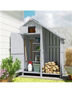 Outsunny Garden Outdoor Storage Shed 3 Shelves Tilt Roof w/ Firewood Rack Log Carrier, 129L x 51.5W x 180H cm 2