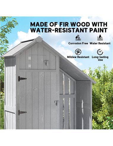 Outsunny Garden Outdoor Storage Shed 3 Shelves Tilt Roof w/ Firewood Rack Log Carrier, 129L x 51.5W x 180H cm