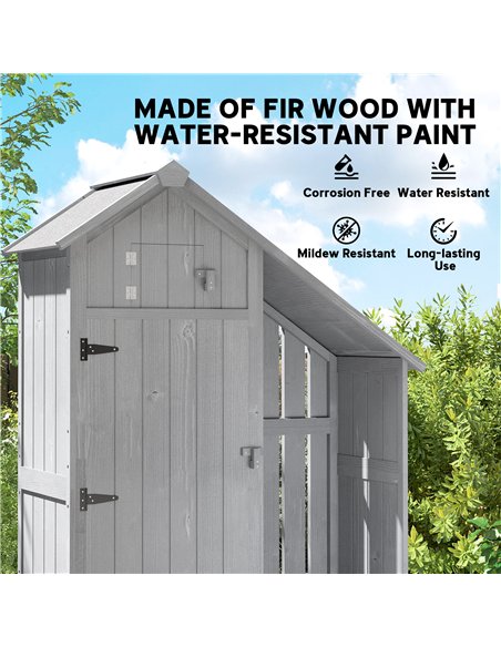Outsunny Garden Outdoor Storage Shed 3 Shelves Tilt Roof w/ Firewood Rack Log Carrier, 129L x 51.5W x 180H cm - pic 180937 | FastDaddyshop