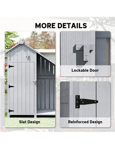 Outsunny Garden Outdoor Storage Shed 3 Shelves Tilt Roof w/ Firewood Rack Log Carrier, 129L x 51.5W x 180H cm