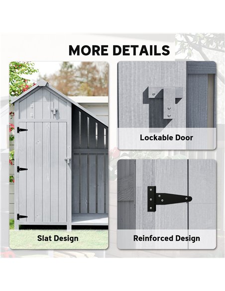 Outsunny Garden Outdoor Storage Shed 3 Shelves Tilt Roof w/ Firewood Rack Log Carrier, 129L x 51.5W x 180H cm - pic 180938 | FastDaddyshop