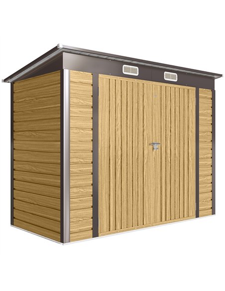 Outsunny 3.7 x 7.9ft Galvanised Steel Shed, with Latched Door and Padlock - Oak - pic 180941 | FastDaddyshop