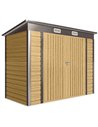 Outsunny 3.7 x 7.9ft Galvanised Steel Shed, with Latched Door and Padlock - Oak