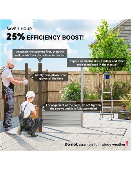 Outsunny 3.7 x 7.9ft Galvanised Steel Shed, with Latched Door and Padlock - Oak - pic 180944 | FastDaddyshop