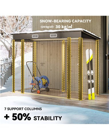 Outsunny 3.7 x 7.9ft Galvanised Steel Shed, with Latched Door and Padlock - Oak