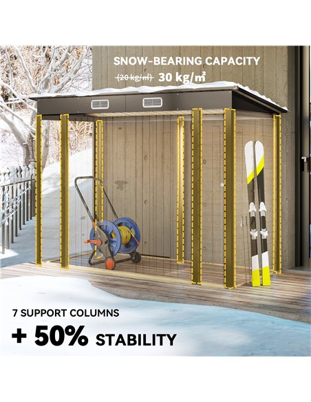 Outsunny 3.7 x 7.9ft Galvanised Steel Shed, with Latched Door and Padlock - Oak - pic 180945 | FastDaddyshop