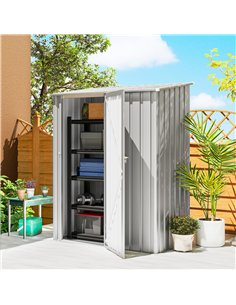 Outsunny 5ft x 3ft Garden Storage Shed, Outdoor Metal Shed with Sloped Roof, Aluminium Grey 2