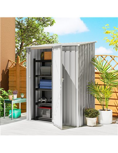 Outsunny 5ft x 3ft Garden Storage Shed, Outdoor Metal Shed with Sloped Roof, Aluminium Grey