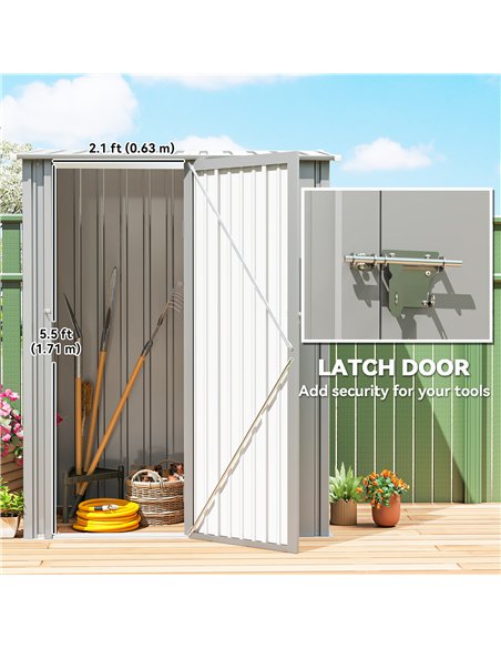 Outsunny 5ft x 3ft Garden Storage Shed, Outdoor Metal Shed with Sloped Roof, Aluminium Grey - pic 180954 | FastDaddyshop