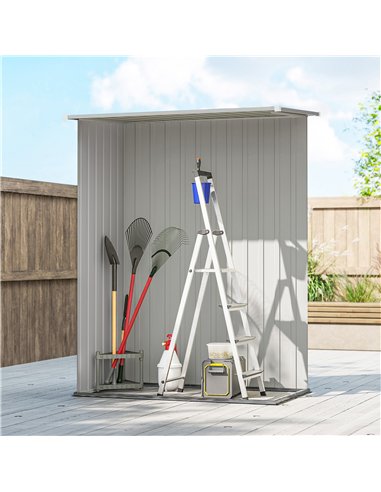 Outsunny 5ft x 3ft Garden Storage Shed, Outdoor Metal Shed with Sloped Roof, Aluminium Grey