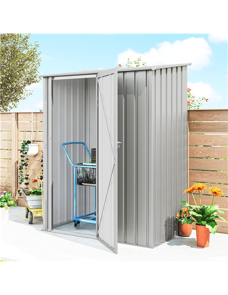 Outsunny 5ft x 3ft Garden Storage Shed, Outdoor Metal Shed with Sloped Roof, Aluminium Grey - pic 180958 | FastDaddyshop