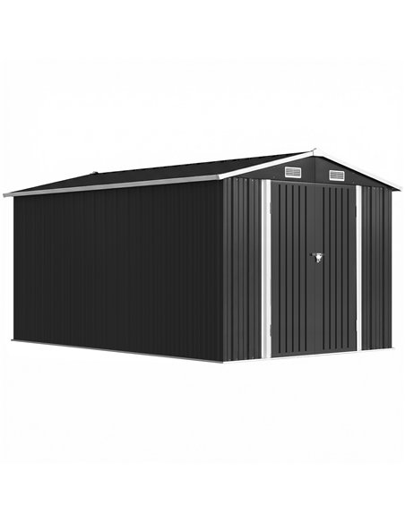 Outsunny 12 x 8 ft Garden Shed, Outdoor Storage Shed with 4 Vents and Lockable Double Doors, Dark Grey - pic 180959 | FastDaddyshop