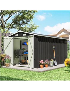 Outsunny 12 x 8 ft Garden Shed, Outdoor Storage Shed with 4 Vents and Lockable Double Doors, Dark Grey 2