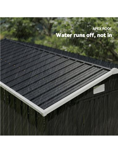 Outsunny 12 x 8 ft Garden Shed, Outdoor Storage Shed with 4 Vents and Lockable Double Doors, Dark Grey