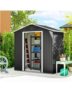 Outsunny 6.5 x 3.5ft Metal Garden Storage Shed - Dark Grey 2