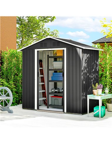 Outsunny 6.5 x 3.5ft Metal Garden Storage Shed - Dark Grey