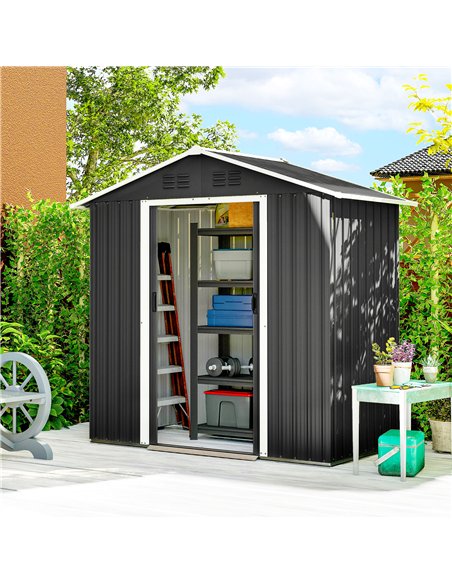 Outsunny 6.5 x 3.5ft Metal Garden Storage Shed - Dark Grey - pic 180969 | FastDaddyshop