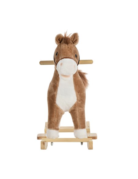 HOMCOM 3+ Kids Ride On Plush Rocking Horse with Sound, Brown - pic 18097 | FastDaddyshop