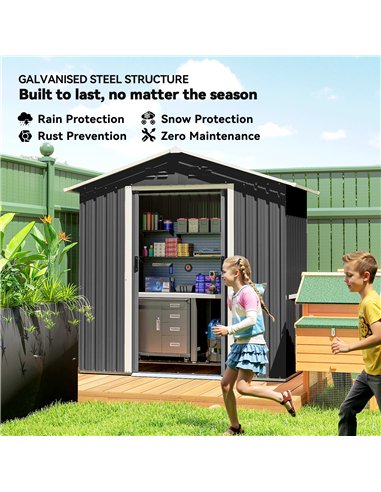 Outsunny 6.5 x 3.5ft Metal Garden Storage Shed - Dark Grey