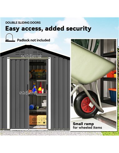 Outsunny 6.5 x 3.5ft Metal Garden Storage Shed - Dark Grey