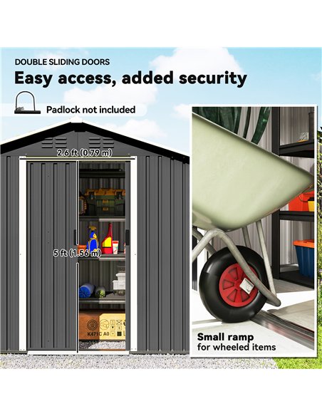 Outsunny 6.5 x 3.5ft Metal Garden Storage Shed - Dark Grey - pic 180972 | FastDaddyshop
